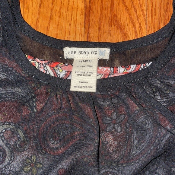 Multicolored Tank Top with Black Cover Top, Size: L (14/16), Brand: one step up - Picture 3 of 4
